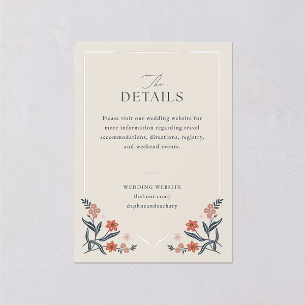 Flora Garden Border Wedding Event Detail Cards Moody Blue Signature Standard