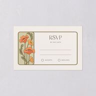 Vintage Nouveau Floral All-in-One Wedding Invitations Pear Signature Light Both Recipient and Return Addresses No