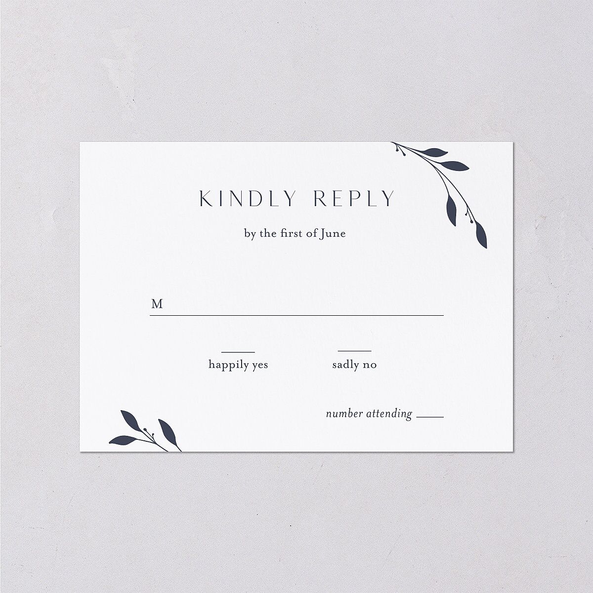 Gilded Sprigs Wedding Response Cards Moody Blue Signature Standard