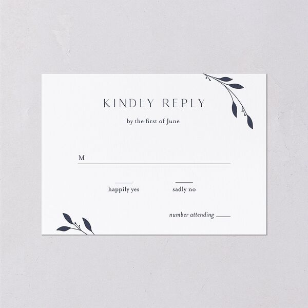 Gilded Sprigs Wedding Response Cards Moody Blue Signature Standard