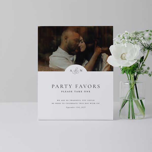 Elegant Photo Monogram Bar Bended Tabletop Sign X-small Pure White Standard Plastic XS Tabletop Bar