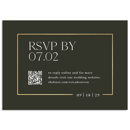 Minimalist Photo Frame Foil Wedding Response Cards Gold Hunter Green Signature Standard