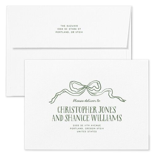 Best Present Ever Bow Gallery Holiday Card Envelopes Blue Dark Camo Both Recipient and Return Addresses Standard Signature