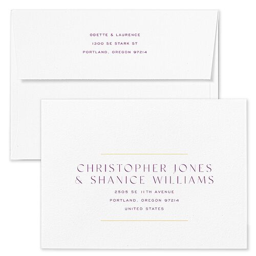 Surround Save The Date Card Envelopes White Amethyst Both Recipient and Return Addresses Signature Standard