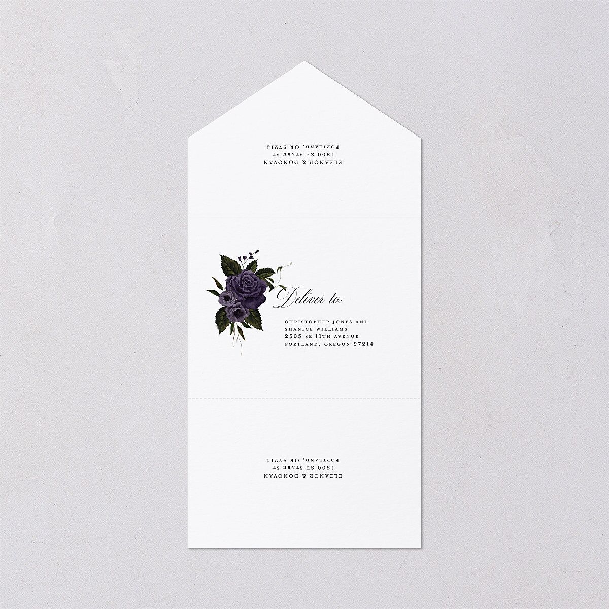 Dark Gothic Roses All-in-One Wedding Invitations Regency Signature Light Both Recipient and Return Addresses No