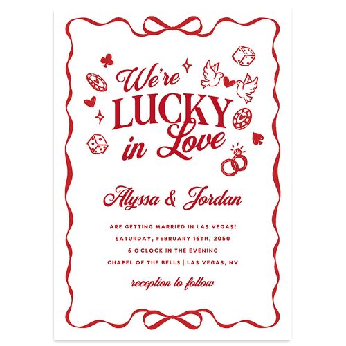 Hand Drawn Las Vegas Hearts Wedding Invitations Ruby Signature Blank No Standard