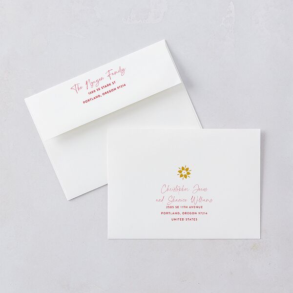 Happy Lunar New Year Holiday Card Envelopes Ruby Both Recipient and Return Addresses Standard