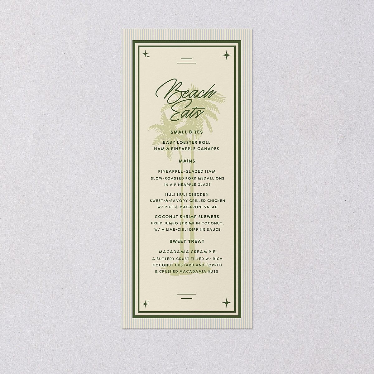 Retro Tropical Destination Menus Pear Signature