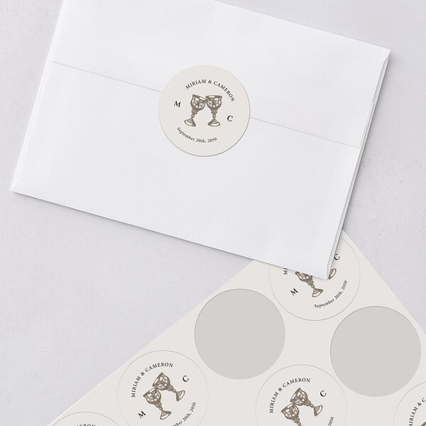 Romantic Fantasy Wedding Stickers Champagne Circle