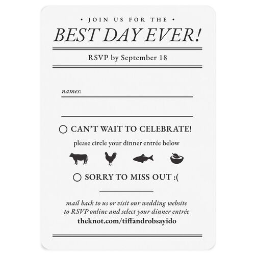 Newspaper Wedding Response Cards Pure White Signature Rounded