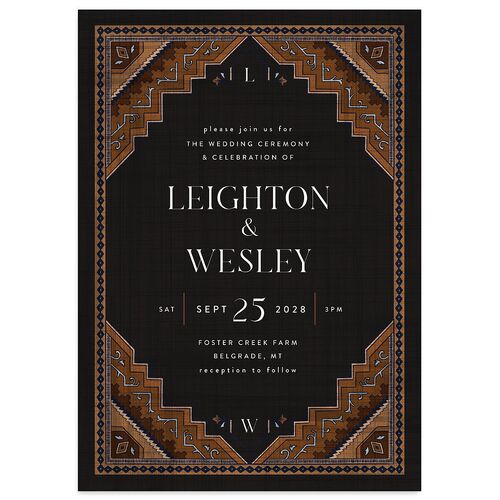 Western Tapestry Wedding Invitations Midnight Signature Blank No Standard