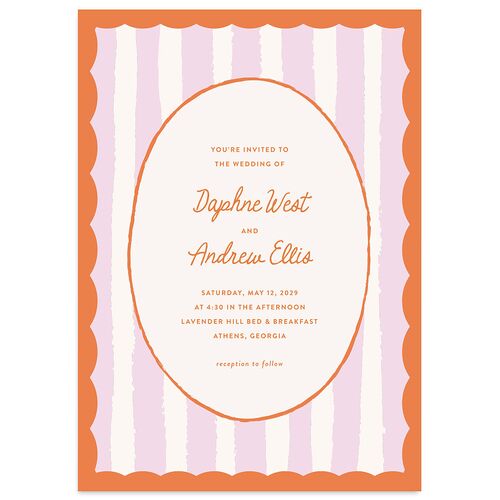 Eclectic Painted Stripes Wedding Invitations Pumpkin Signature Blank No Standard