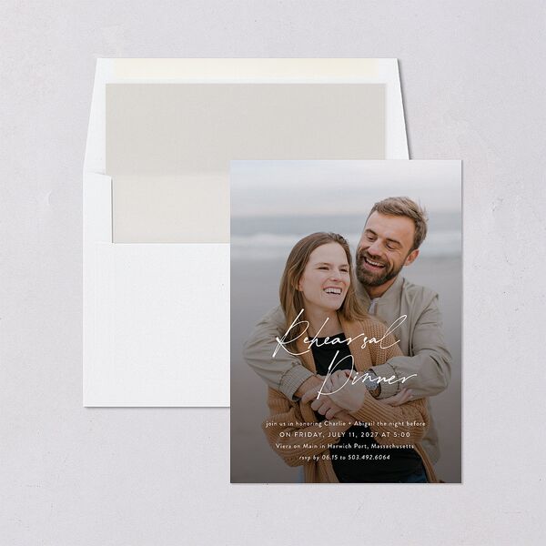 Modern Gallery Rehearsal Dinner Invitations Pure White Signature Blank Standard