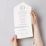 Elegant Garland Crest All-in-One Wedding Invitations Sapphire Signature Light Both Recipient and Return Addresses No