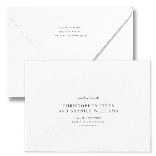 Elegant Lighthouse Rehearsal Dinner Invitation Euro Envelopes White Linen Both Recipient and Return Addresses Luxe Signature