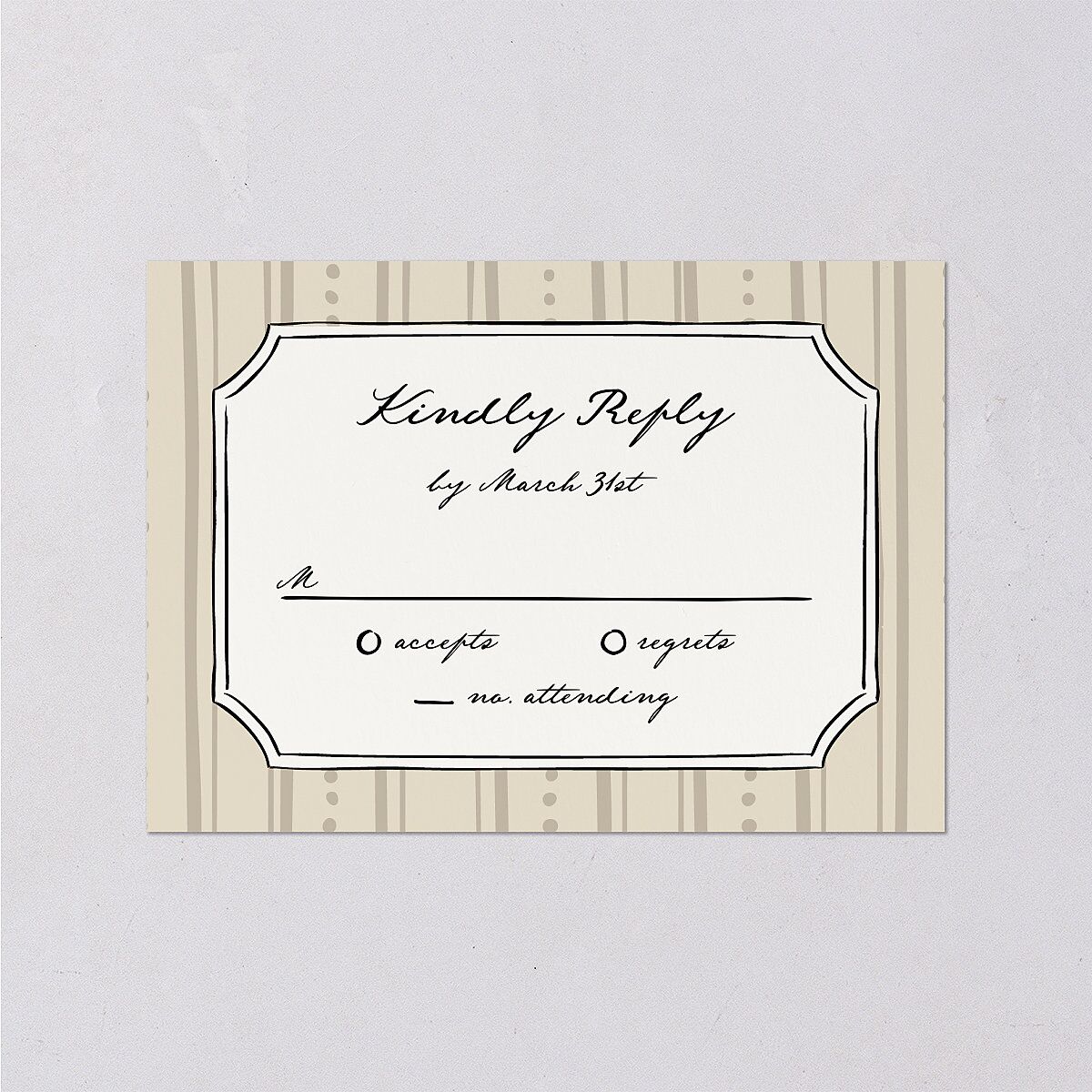 Vintage Candelabra with Bow Wedding Response Cards Bisque Signature Standard