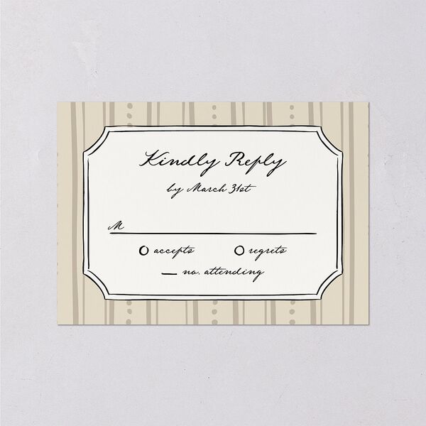 Vintage Candelabra with Bow Wedding Response Cards Bisque Signature Standard