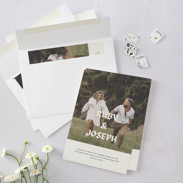 Gothic Fantasy Photo Wedding Invitations Linen Signature Blank No Standard