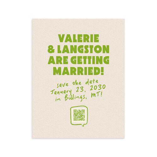 Retro Modern QR Code Save the Date Petite Cards Greenery Signature smooth Blank No Standard