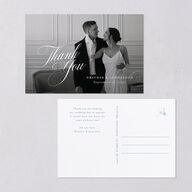 Classic Script Photo Thank You Postcards Regency Blue
