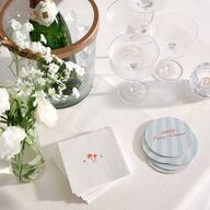 Cabana Stripes Wedding Day Coasters Pastel Blue Cardboard Circle