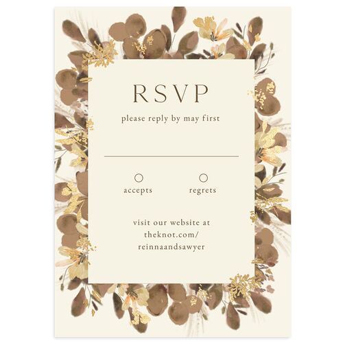Eucalyptus Edges Wedding Response Cards Gold Fawn Signature Standard