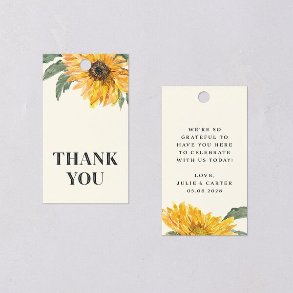 Sunflower Favor Gift Tags Cream Signature