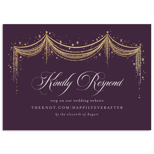 Fairytale Luxury Foil Wedding Response Cards Eggplant Gold Signature Standard