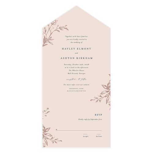 Shining Leaves All-in-One Wedding Invitations Blossom No Signature Light Both Recipient and Return Addresses