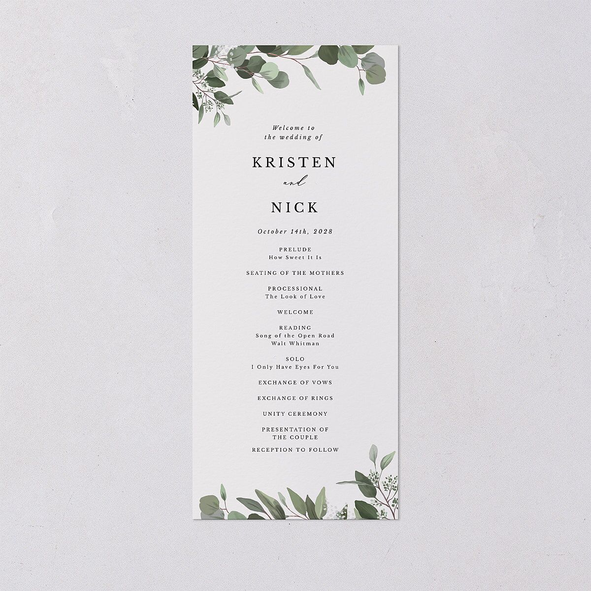 Eucalyptus Frame Wedding Programs — view 1