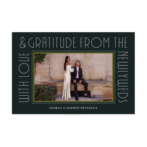 Gatsby Deco Arch Thank You Postcards Dark Emerald