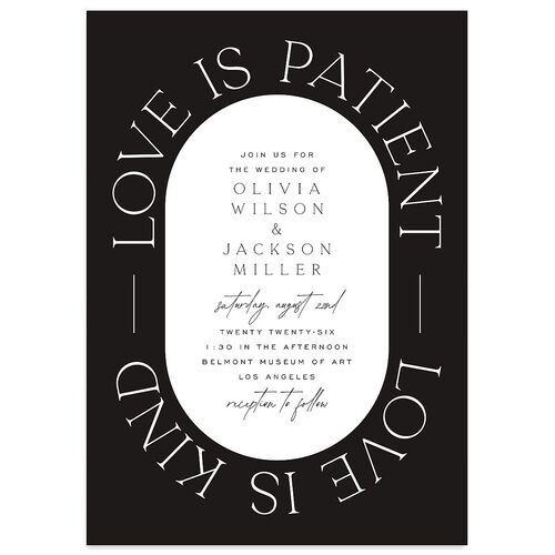 Love Is Patient Wedding Invitations Midnight Signature Blank No Standard
