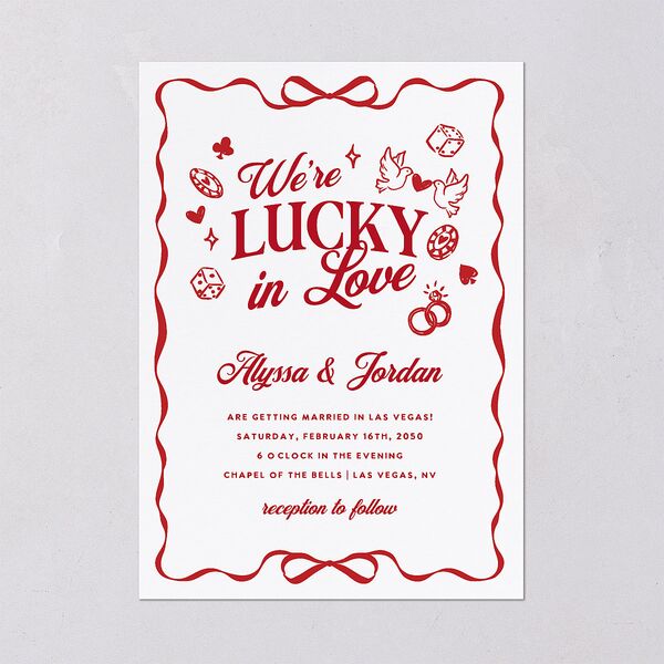 Hand Drawn Las Vegas Hearts Wedding Invitations Ruby Signature Blank No Standard