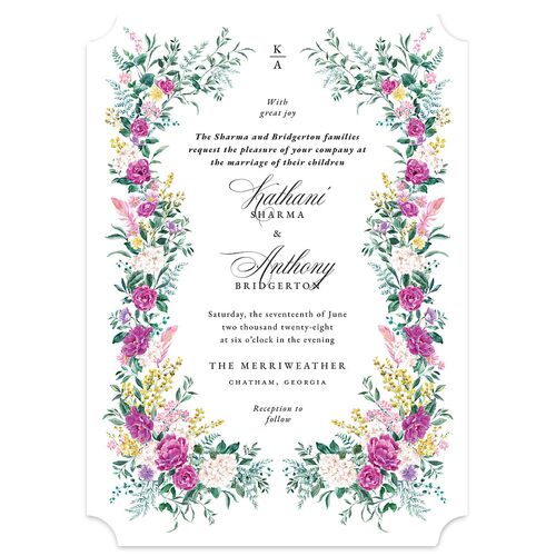 Glamorous Regency Garden Wedding Invitations by Bridgerton Bordeaux Signature Blank No Ticket
