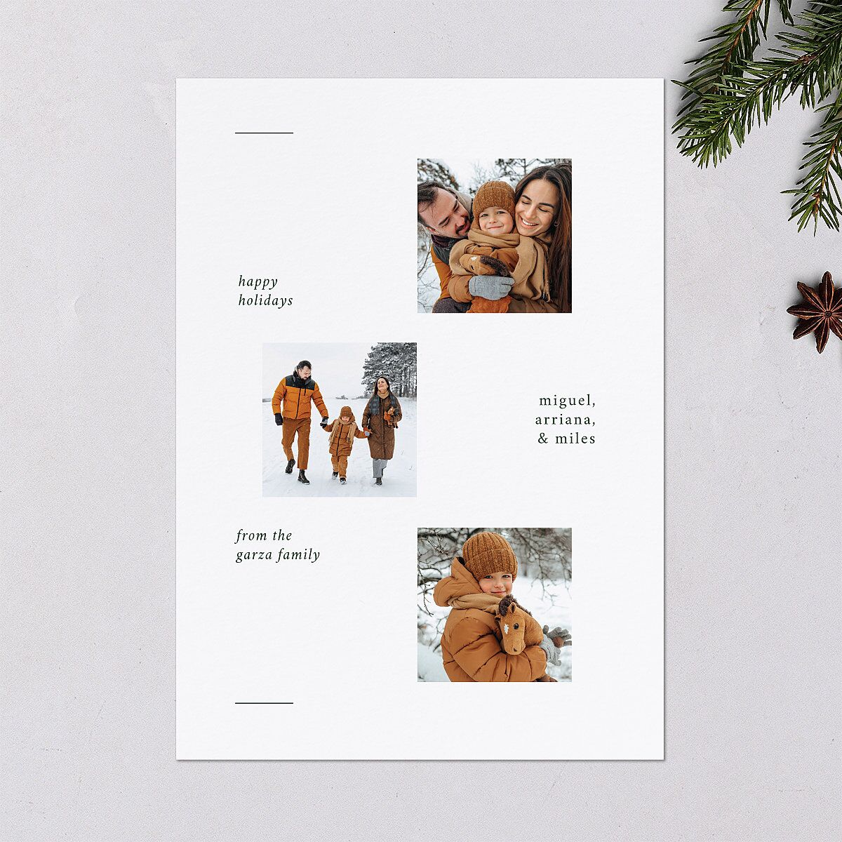 Minimal Holiday Gallery Holiday Cards Hunter Green Signature Blank Standard Portrait