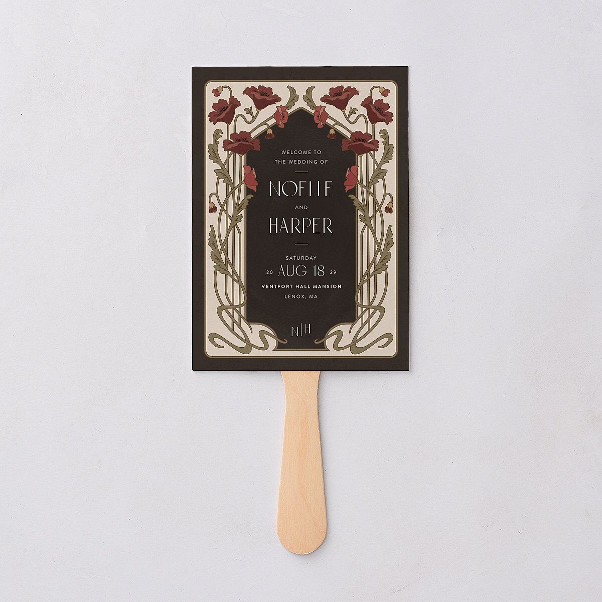 Vintage Nouveau Floral Fan Programs Merlot Signature Standard