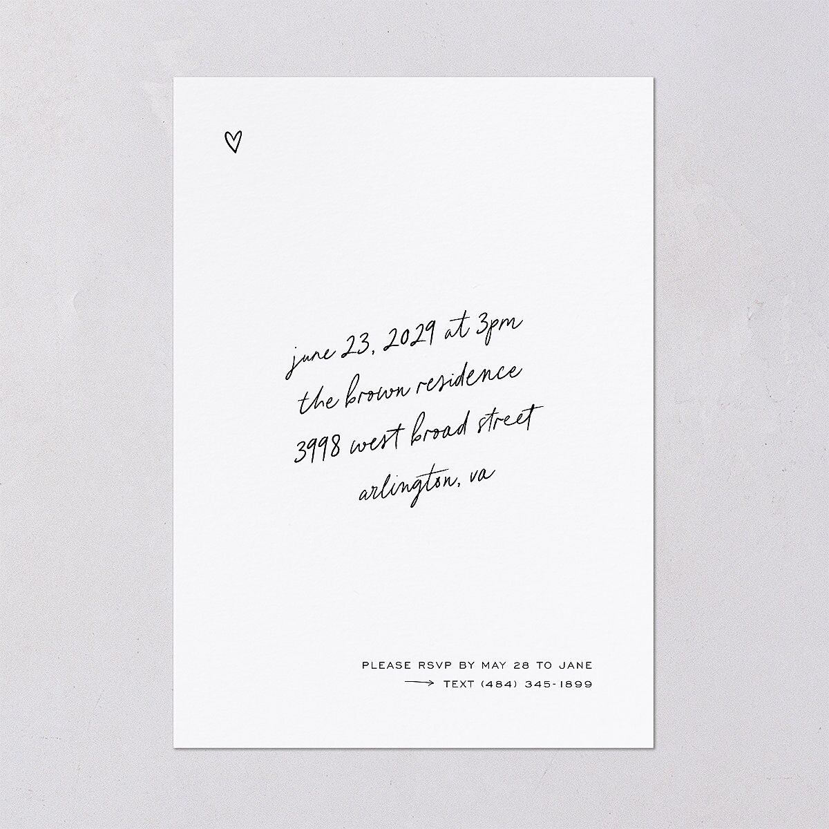 Sunny Day Modern Script Bridal Shower Invitations Pure White Signature Blank Standard