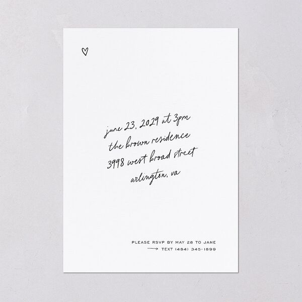 Sunny Day Modern Script Bridal Shower Invitations Pure White Signature Blank Standard
