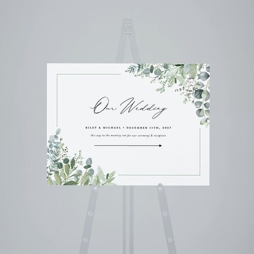 Gorgeous Greenery Standard Direction Sign Medium Pure White Standard Outdoor Corrugated M Direction