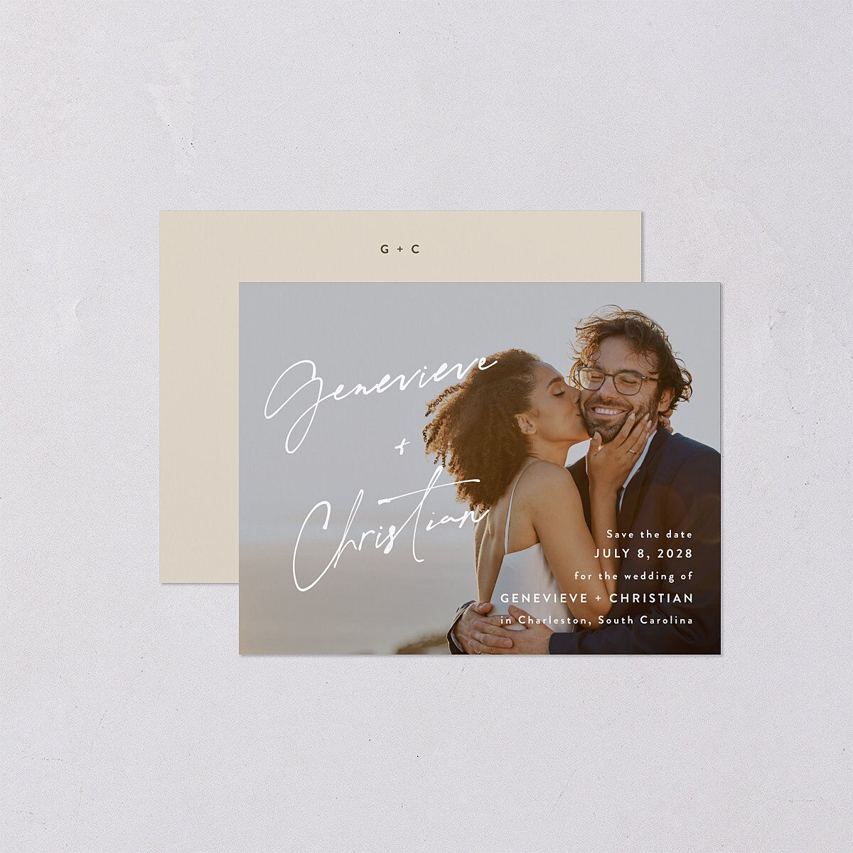 Written Names Save the Date Petite Cards Bisque Signature smooth Blank No Standard