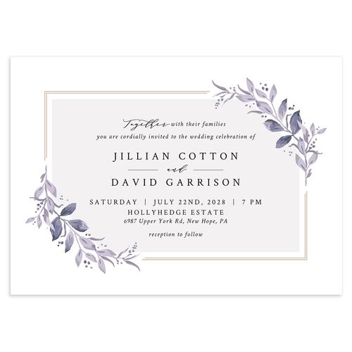 Classic Greenery Wedding Invitations Purple Haze Signature Blank No Standard
