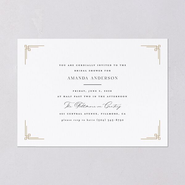 Church Cross Bridal Shower Invitations Pure White Signature Blank Standard