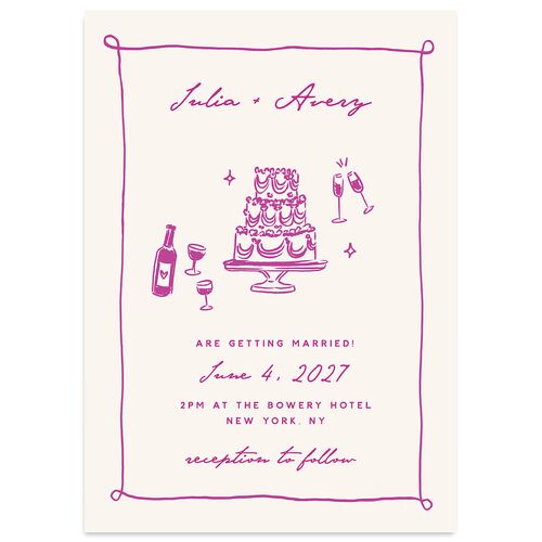 Hand Drawn Cake Wedding Invitations Mulberry Recycled Blank No