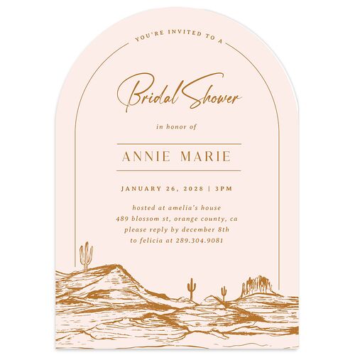 Western Cactus Bridal Shower Invitations Cinnamon Signature Blank Arch