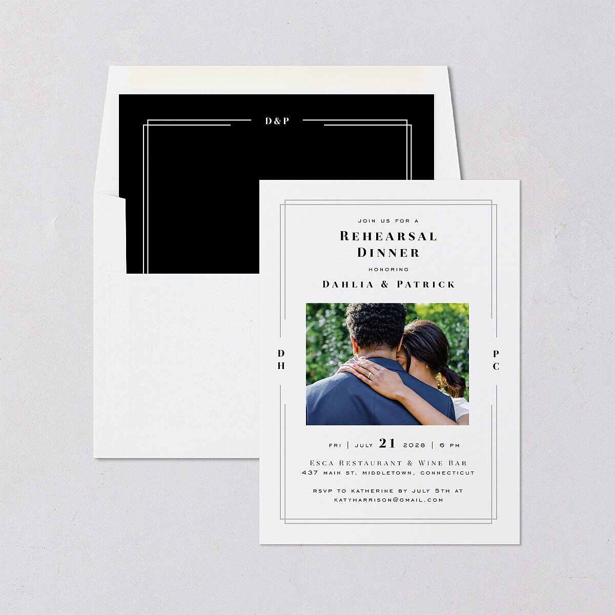 Framed Photo Rehearsal Dinner Invitations Pure White Signature Blank Standard