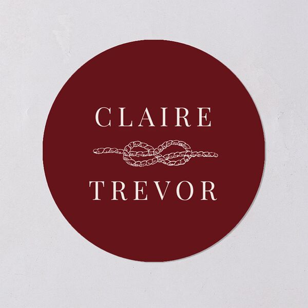 Elegant Lighthouse Wedding Stickers Maroon Circle