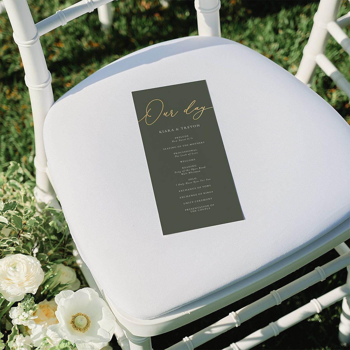 Romantic Photo Wedding Programs Gold Hunter Green Signature