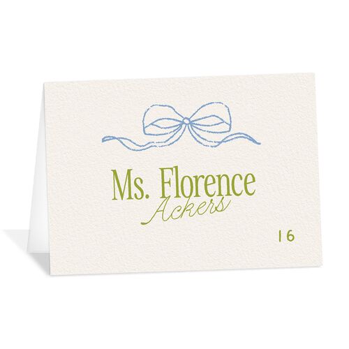 Modern Delicate Bows Place Cards Peridot Signature