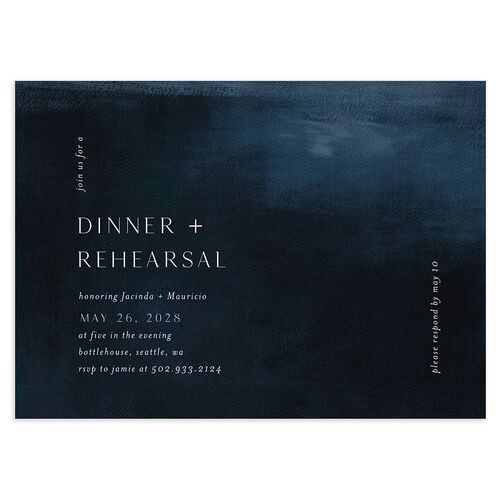 Modern Canvas Rehearsal Dinner Invitations Dark Navy Signature Blank
