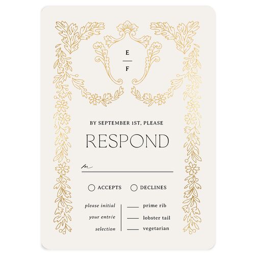 Baroque Border Wedding Response Cards Gold Licorice Signature Rounded